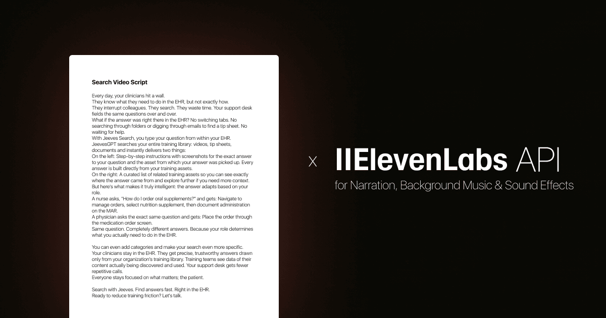 Script and ElevenLabs voiceover generation