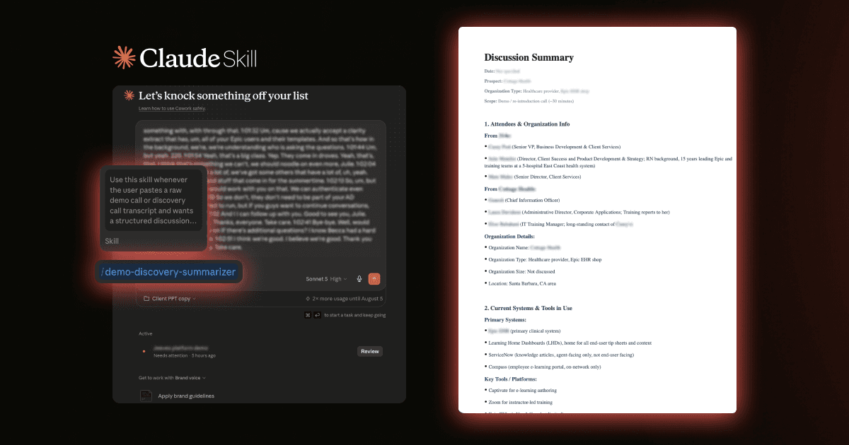 Call summarizer output: a structured discussion summary