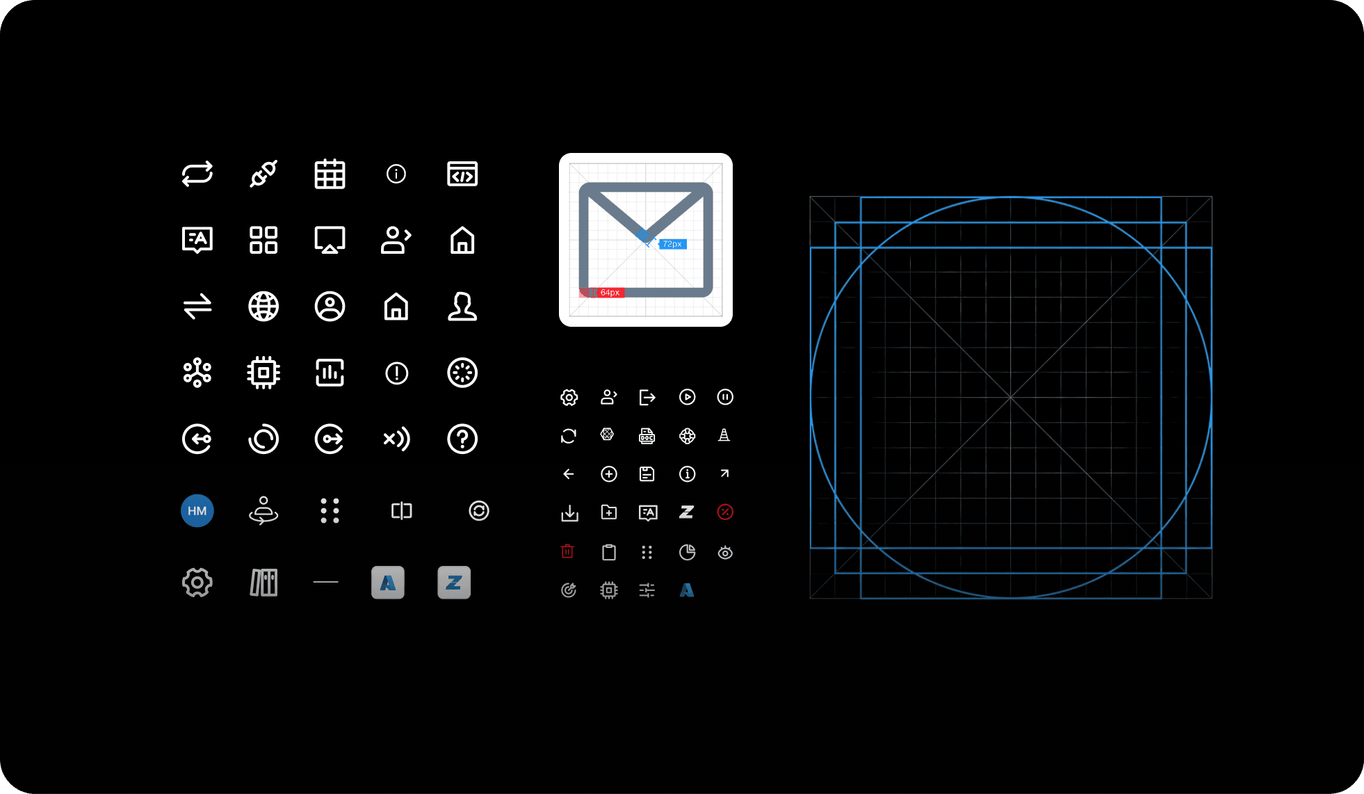 Standardized 16x16 icon set, used product-wide