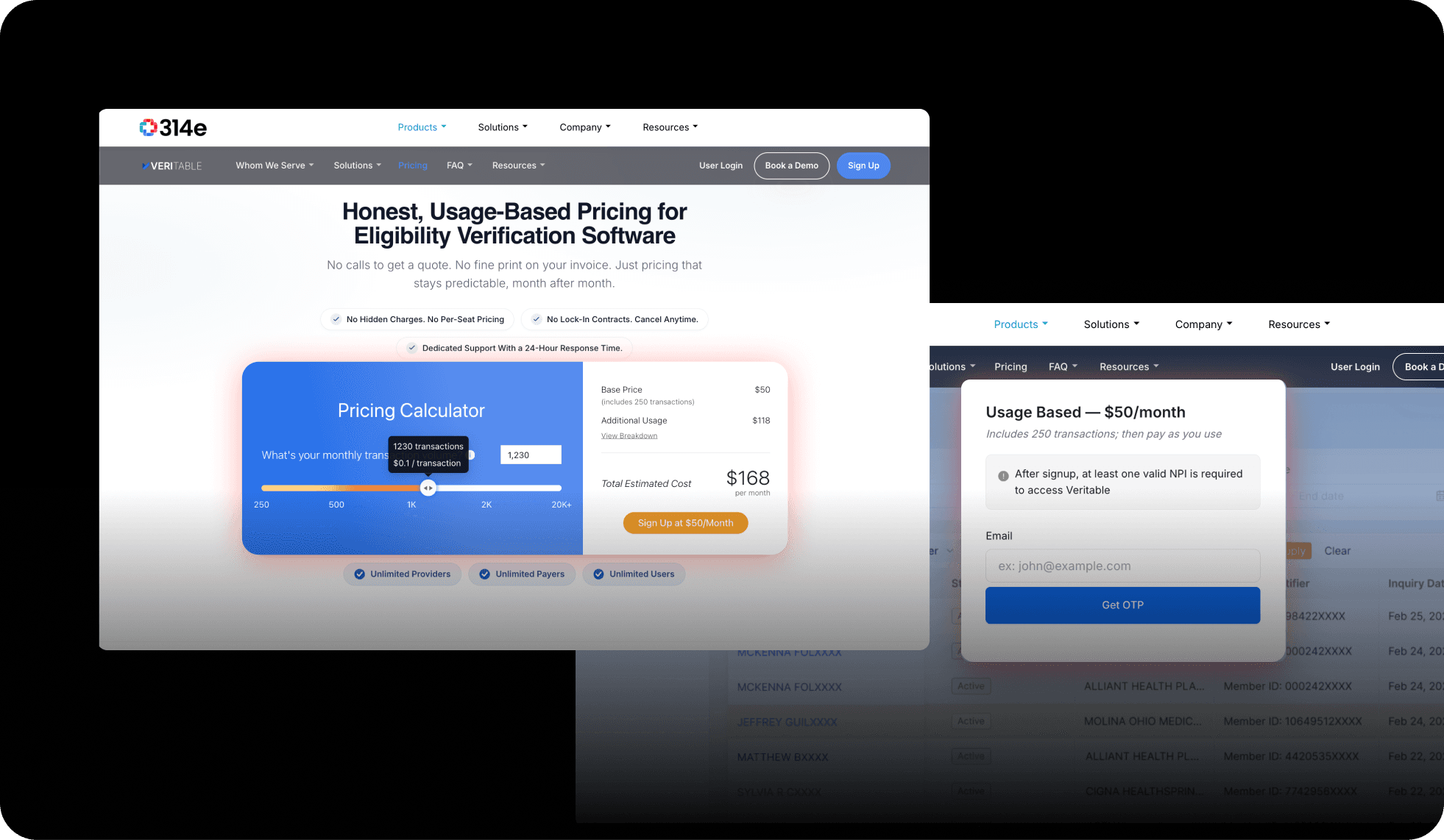 A pricing and checkout flow
